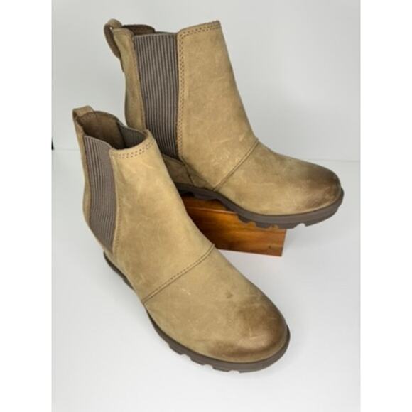 SOREL Joan of Arctic Waterproof Leather Tan Pull On Ankle Boots Sz 6.5 - Picture 4 of 7